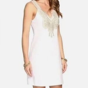 Lilly Pulitzer Largo Shift Resort White Dress Size 12 NWT Gold Sleeveless  $198